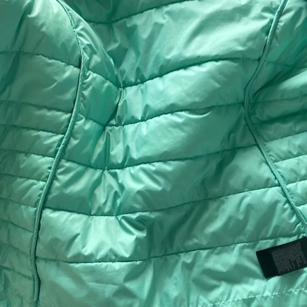 EUC! The North Face Gray Teal Mock Turtle Zip Up Puffer Jacket - Girls XL/Women’